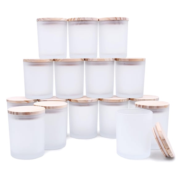 Tarro SHOWIN 210 ml Esmerilado - Pack de 16 con Tapa de Madera
