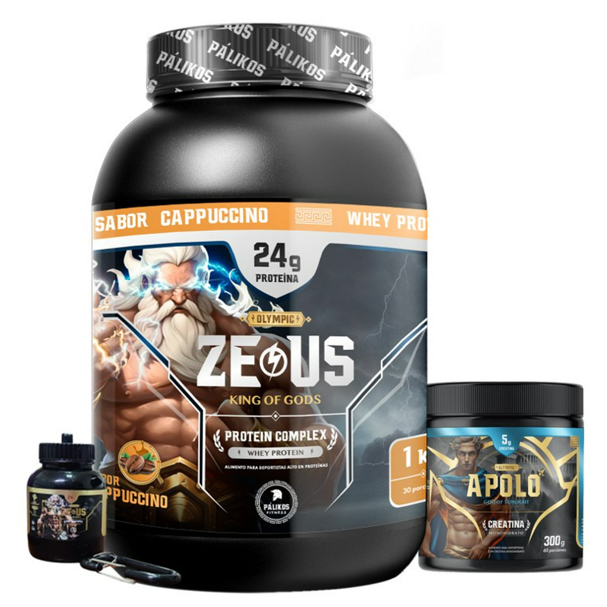 Proteina Zeus Complex 1Kg Cappuccino/ Creatina 300G/ Minibottle