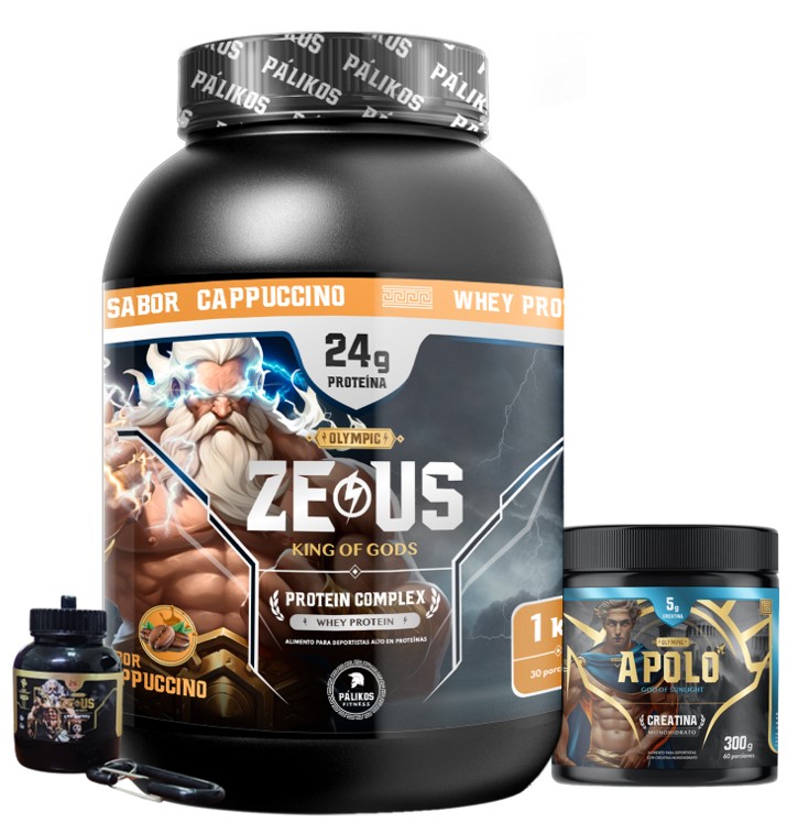 Palikos Fitness - Proteina Zeus Complex 1Kg Cappuccino/ Creatina 300G/ Minibottle