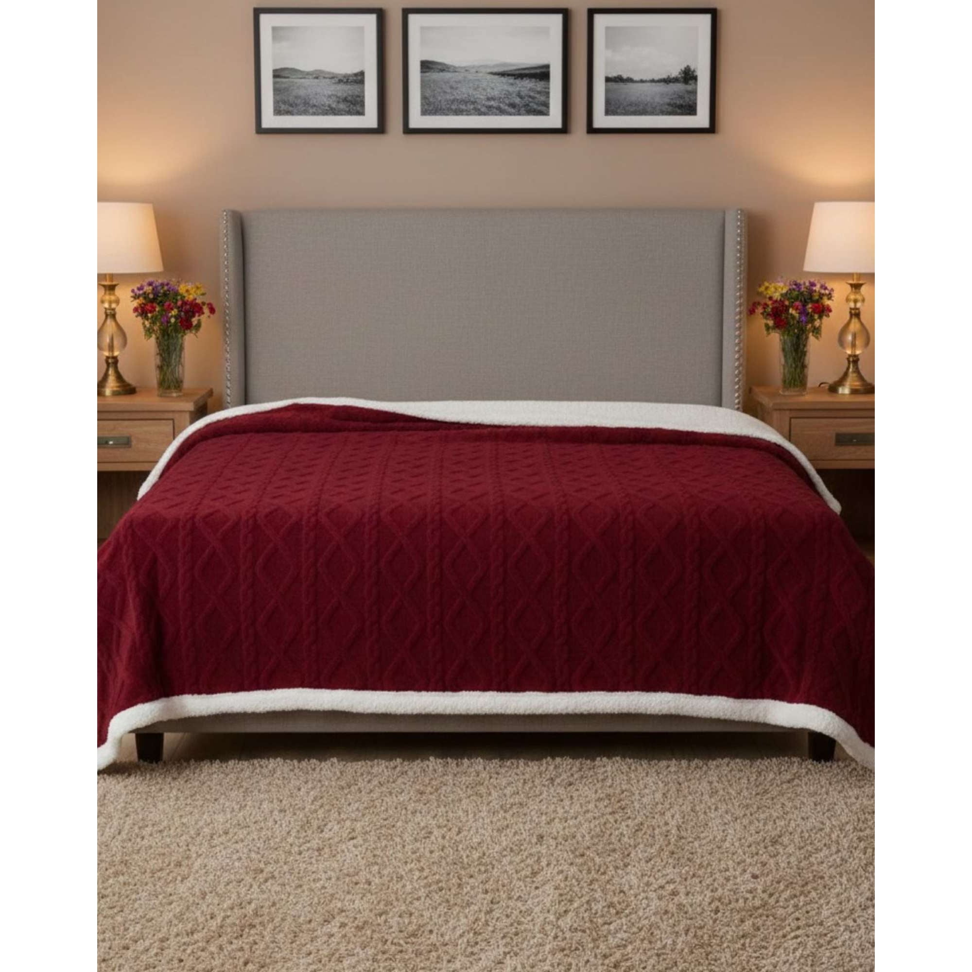 Imac Hogar - Frazada Manta Polar Sherpa Térmica 2 Plaza