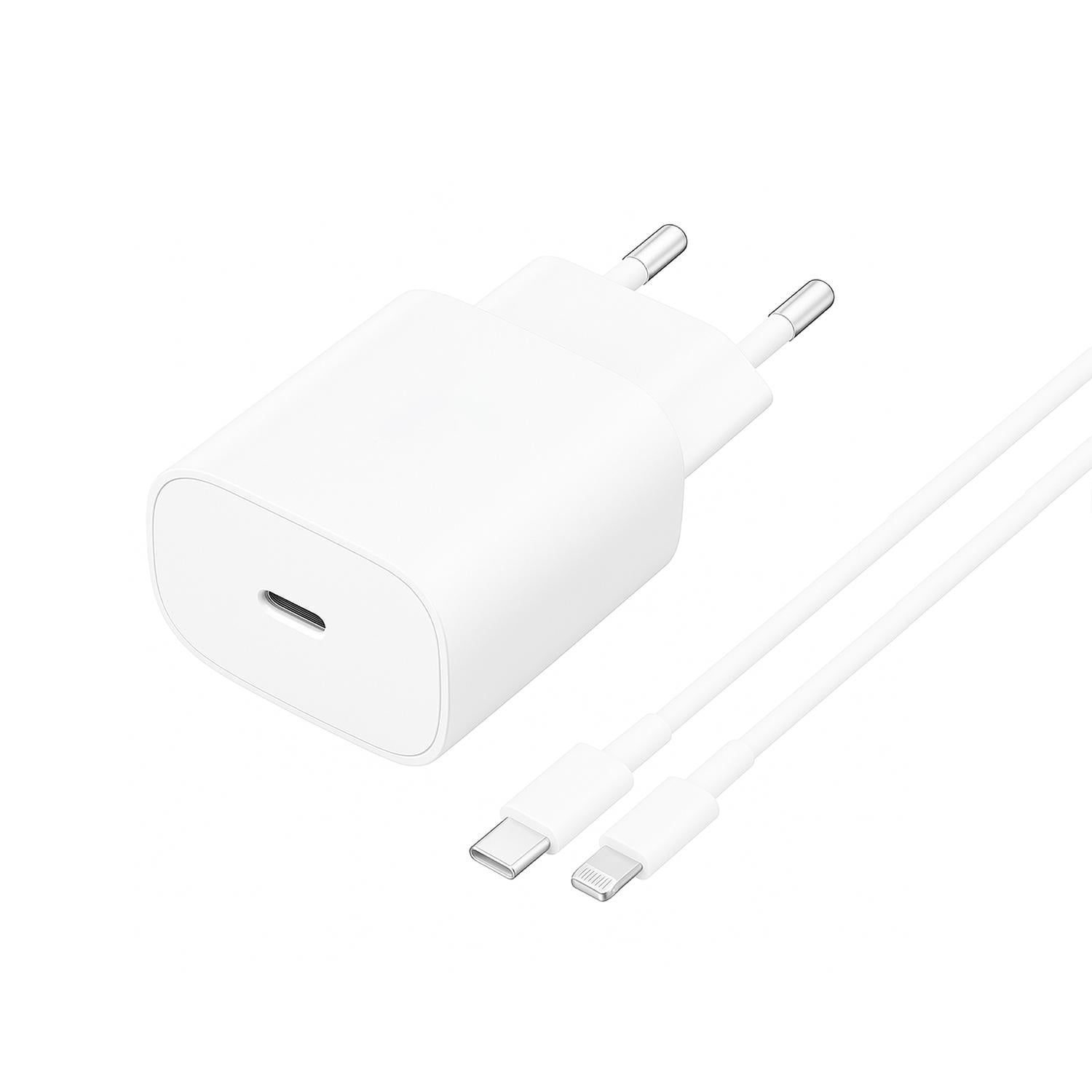 Cargador Super Rápido 25w + Cable De Carga Iphone 1 Mt Levo Blanco