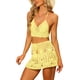 thumbnail image 4 of INSPIRE CHIC Conjunto de Cobertura de Ganchillo Bohemio para Mujer, Top sin Mangas con Aberturas y Mini Falda a Juego para Vacaciones en la Playa, L Amarillo, 4 of 6