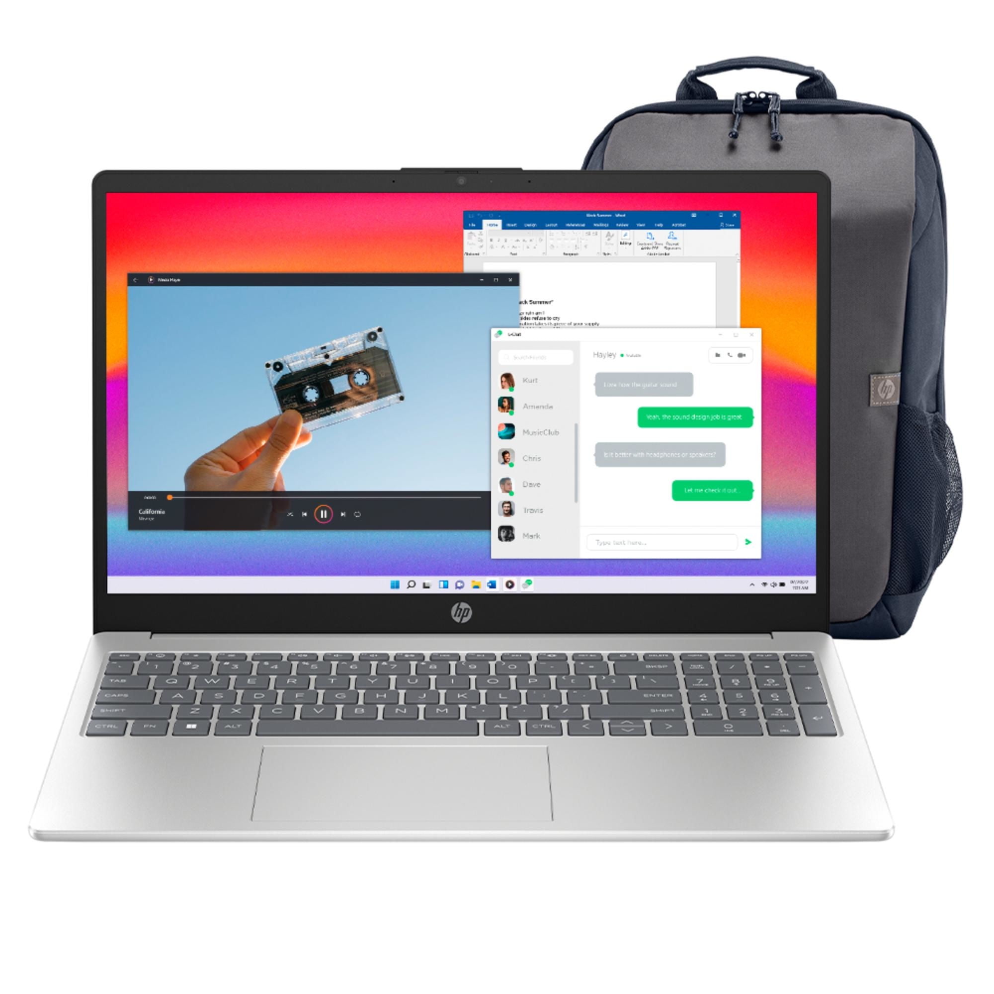 Notebook 15-Fd0010La Intel Core I3 8Gb Ram 512Gb Ssd 15.6"" Fhd Incluye Mochila Hp Travel Win 11 Plateado.