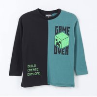 Polera Manga Larga Niño Game Over Negro Minecraft