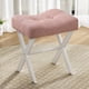 thumbnail image 1 of Taburete Memobarco de 46 cm con patas en X de metal y tela rosa, 1 of 9