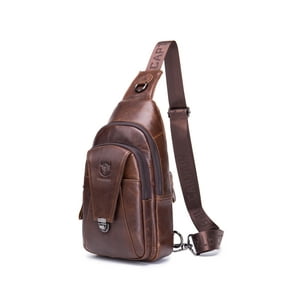 Bullcaptain - Bolso De Cuero Vintage Cross Body Banano Xb110