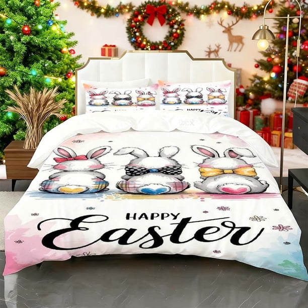 Set Easter Warm Background Easter Warm Background Print Quilt Cover Set Theme Bedding Set Quilt Cover Pillowcase Set Soft Comfortable Suitable for All Seasons I