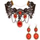 thumbnail image 1 of Conjunto de joyas con diseño gótico de vampiro negro con forma de esqueleto, gargantilla de encaje para mujer, 1 of 6