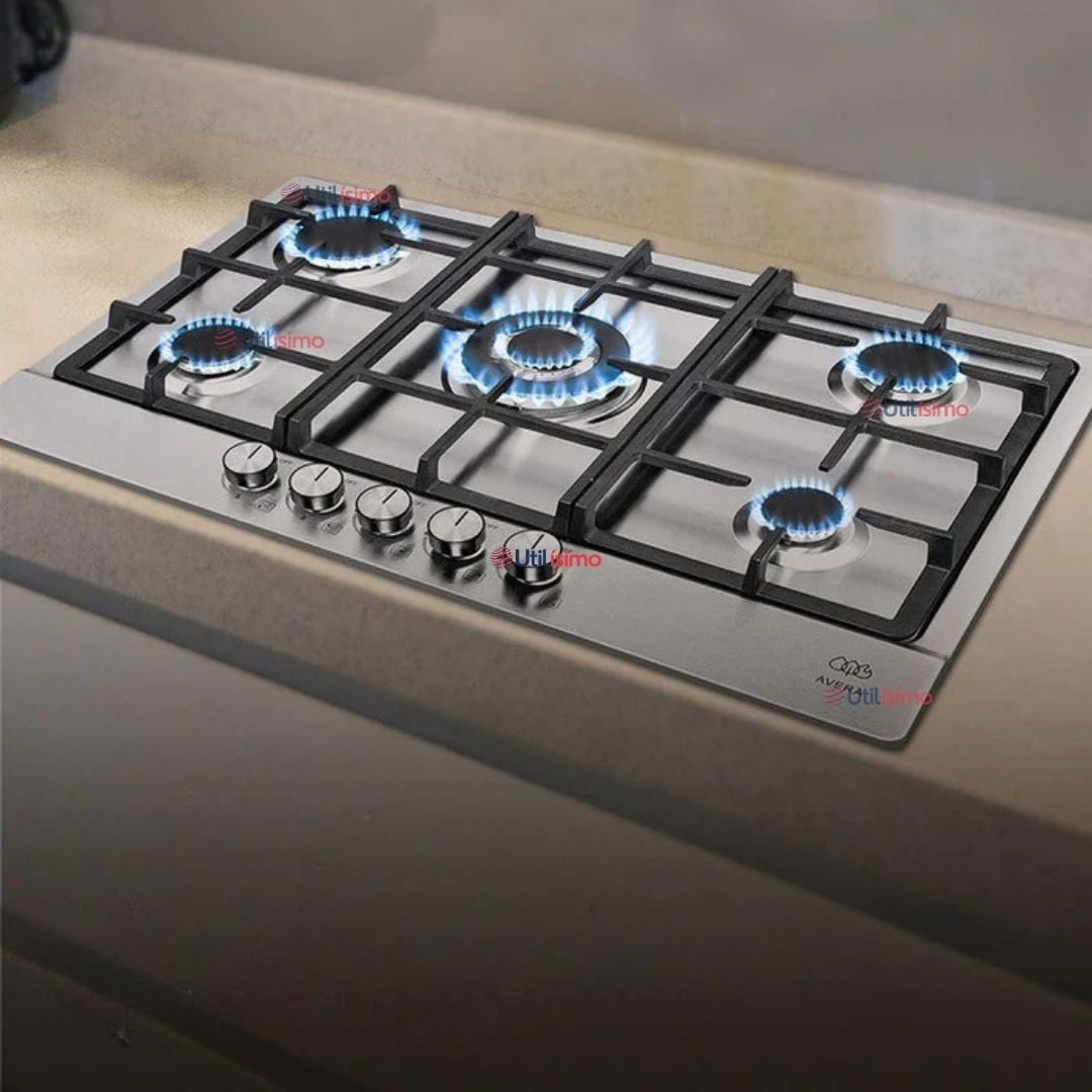 Line - Encimera Gas Licuado 5 Platos Acero Inox Con Chispero