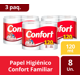 thumbnail image 1 of 3 Paquetes Papel Higiénico Confort Familiar 8 Un 120 Mt, 1 of 4