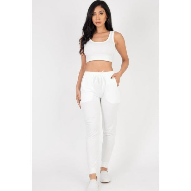 Conjunto de Camiseta sin Mangas Corta de Felpa Francesa y Pantalones Deportivos