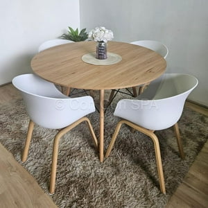 Cori Cori - Comedor Mesa Wood Melamina 100Cms + 4 Sillas Cup Blanco