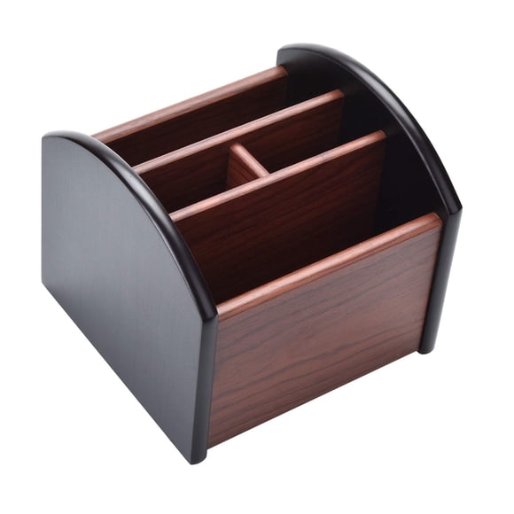Organizador de escritorio Siveit, madera giratoria, 4 compartimentos