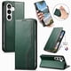 thumbnail image 3 of Funda tipo cartera para Samsung Galaxy S26 Pro de piel con cierre magnético, ranuras para tarjetas y correa para la muñeca Verde, 3 of 6