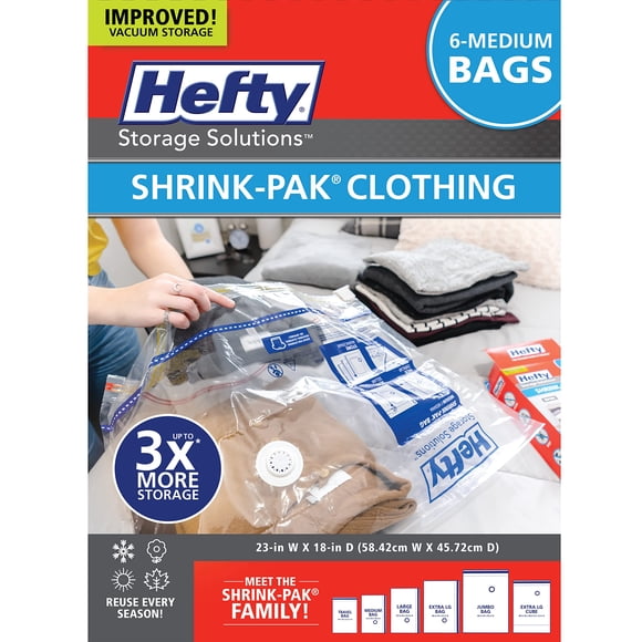 Bolsas de almacenamiento al vacío Hefty Shrink-Pak, 6 bolsas medianas con cierre hermético