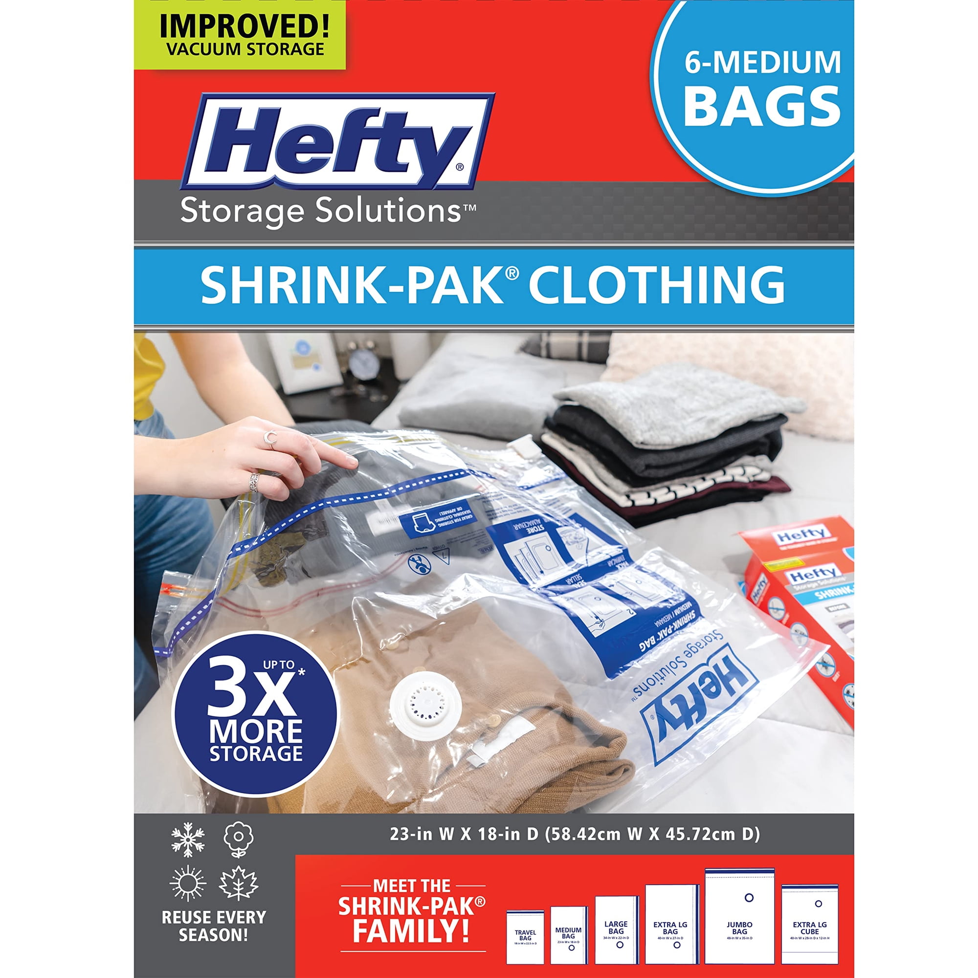 Bolsas De Almacenamiento Al Vacío Hefty Shrink-pak, 6 Bolsas Medianas Con Cierre Hermético