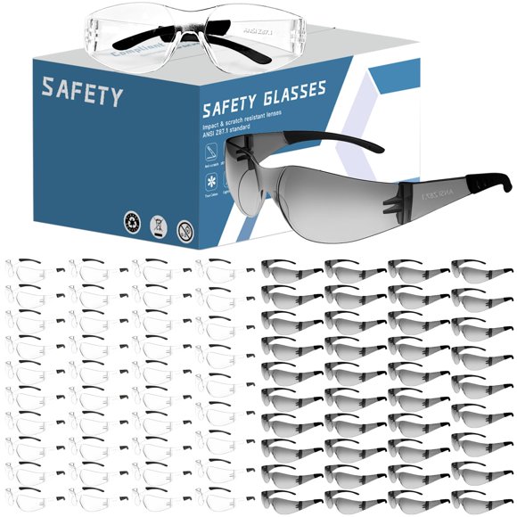 Gafas de seguridad AOOFFIV ANSI Z87.1 – paquete de 80 unidades transparentes