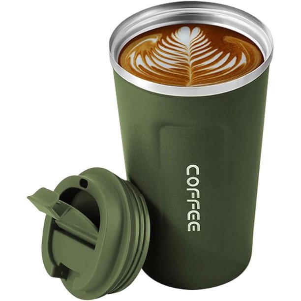 Taza Termo De Café De 18 Oz/510 Ml De Acero Inoxidable 304 Con Tapa, Taza De Vacío Para Bebidas De Café Frías Y Calientes, Vaso Térmico Para Café, Para La Oficina, El Automóvil Y El Parque