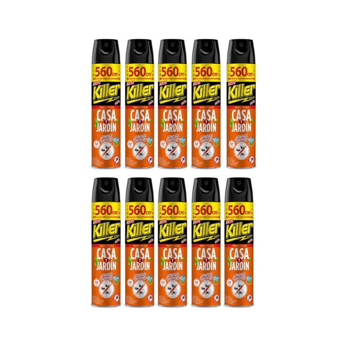 Killer - Pack 10 Insecticida En Aerosol 560cc Casa Y Jardin