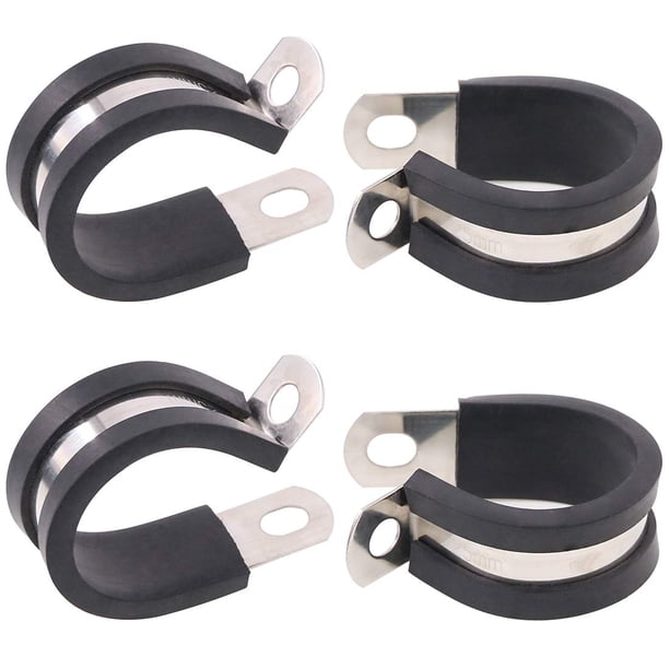 Keadic 20 piezas de abrazaderas de acero inoxidable con revestimiento de goma de 25 mm