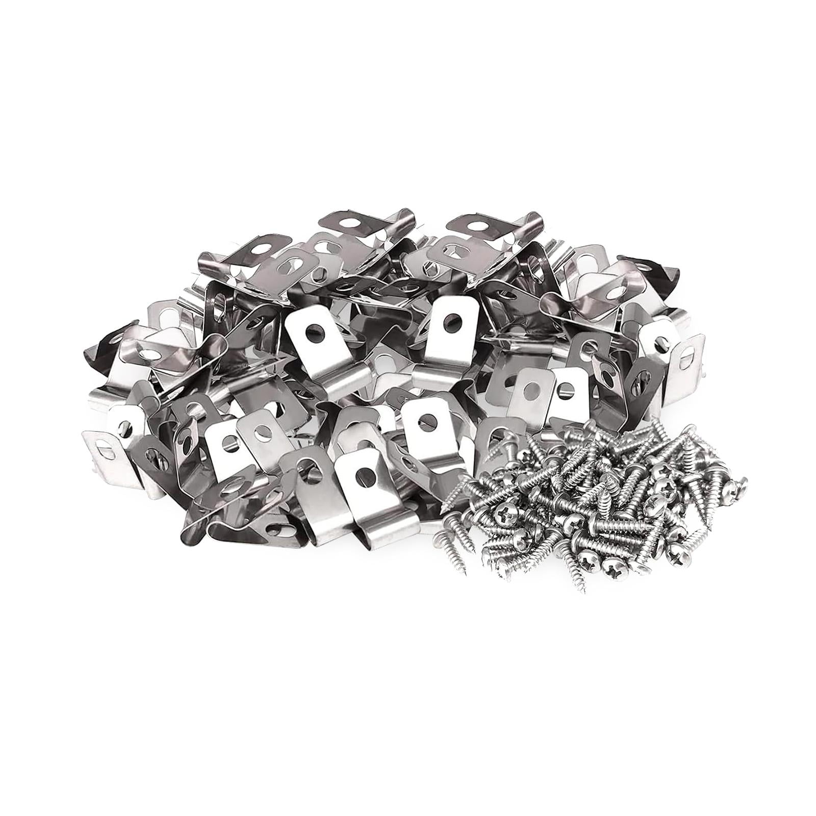 Magideal - 100 Abrazaderas De Alambre Para Valla, Clips Para Alambre Con Tornillos, Clips De Alambre De Acero Inoxidable Para Alambre Soldado De Calibre