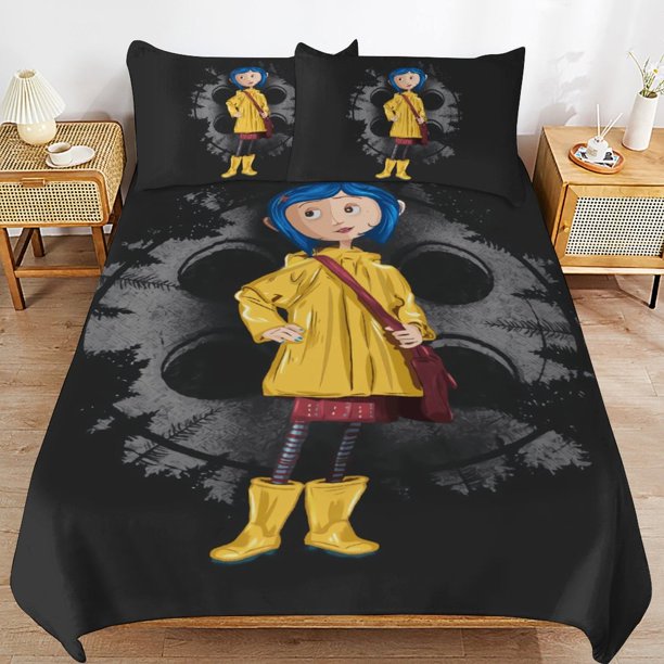 Coraline Duvet Cover Set 3 Piece Bedding Set Double Sided Printing Decorative Comforter Cover Set