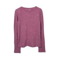 Pillin - Polera Niña Tejida Manga Larga Con Estrellas Ciruela