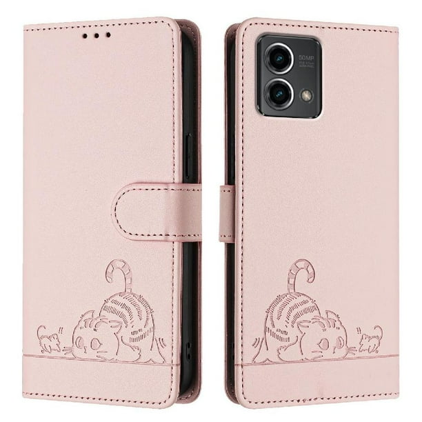 Funda tipo cartera FOXDOCK para Motorola MOTO G Stylus 5G 2024 con soporte, ranuras, RFID, diseño de gato