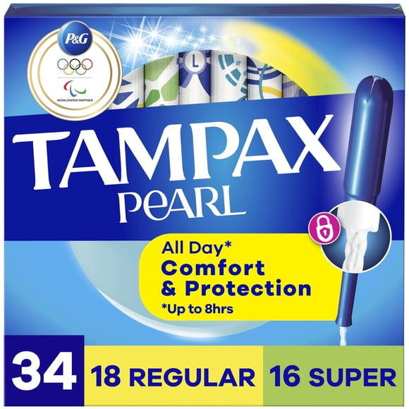 Tampones Tampax Pearl para mujer, paquete múltiple, 34, regular/súper