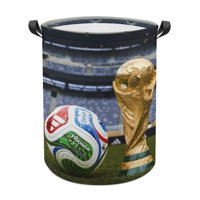 Desmarcar - Fifa Cesta De Lavandería De Gran Capacidad Redonda Con Asa, Bolsa Para Ropa Sucia Plegable, Almacenamiento Para Dormitorio, Baño Y Lavadero 44X35 Cm