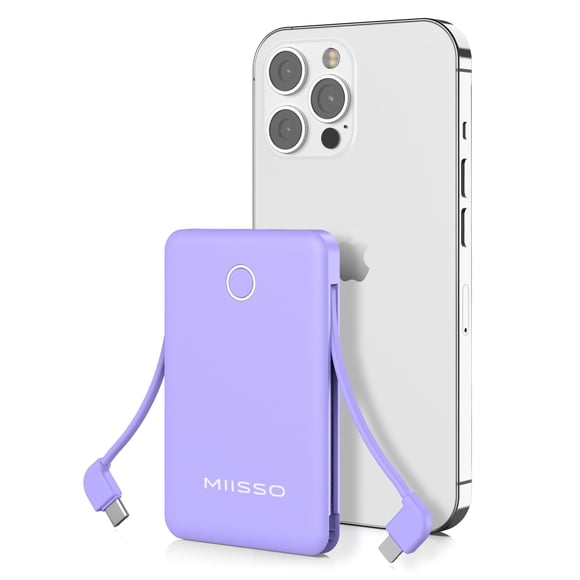 Power Bank 6000 Mah Ultra Slim Con Cables Integrados