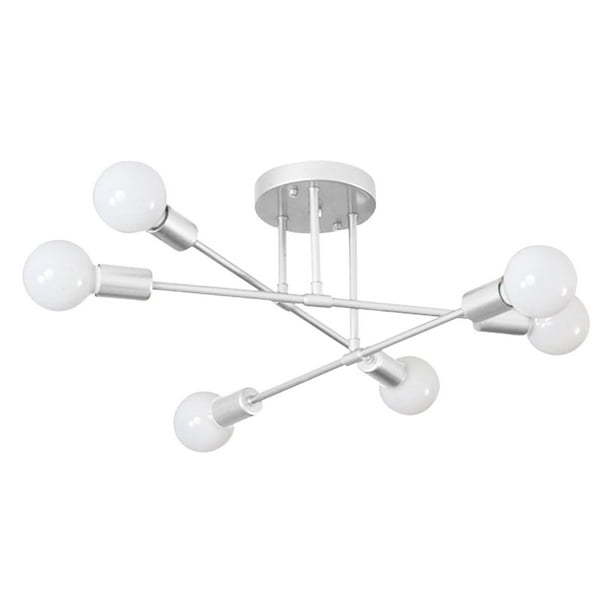 Lámpara de Techo Nórdica de Hierro Forjado, Araña de Techo para Decoración del Hogar, Blanca