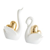 Bothyi - 2 Figuras De Cisne Para Decorar La Mesa De La Sala De Estar, Estantería Y Entrada, Color Blanco.