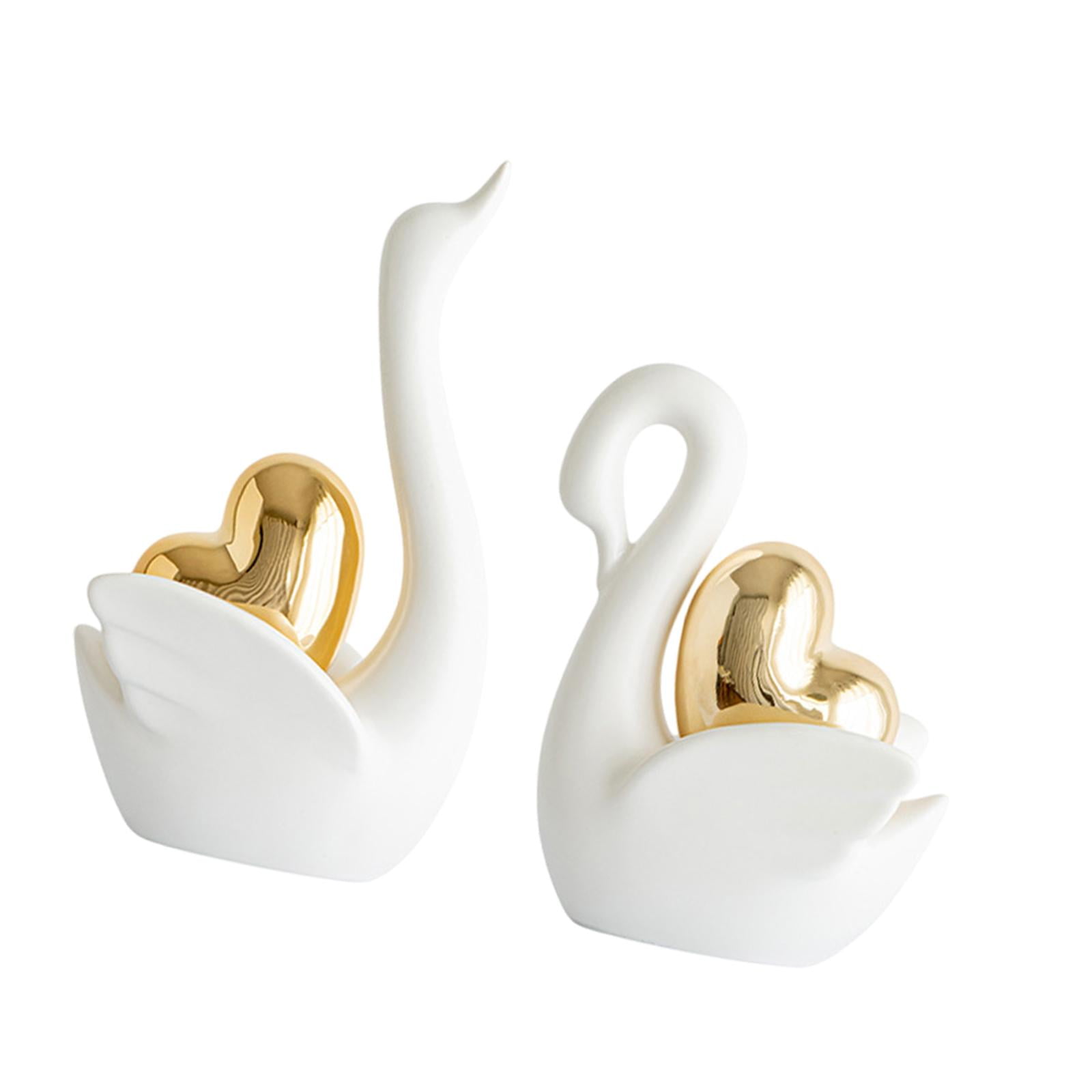 Bothyi - 2 Figuras De Cisne Para Decorar La Mesa De La Sala De Estar, Estantería Y Entrada, Color Blanco.