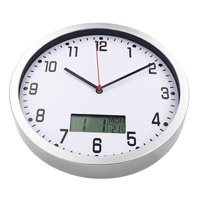 Magideal - Reloj De Pared Clásico Con Fecha Y Temperatura Reloj De Pared Digital Relojes Silenciosos De 10 Pulgadas Para La Decoración Del Dormitorio De La Sala Plata