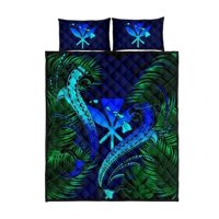 Milsleep - Juego De Cama Colcha Hawaii Shark Polynesian Tropical - Azul