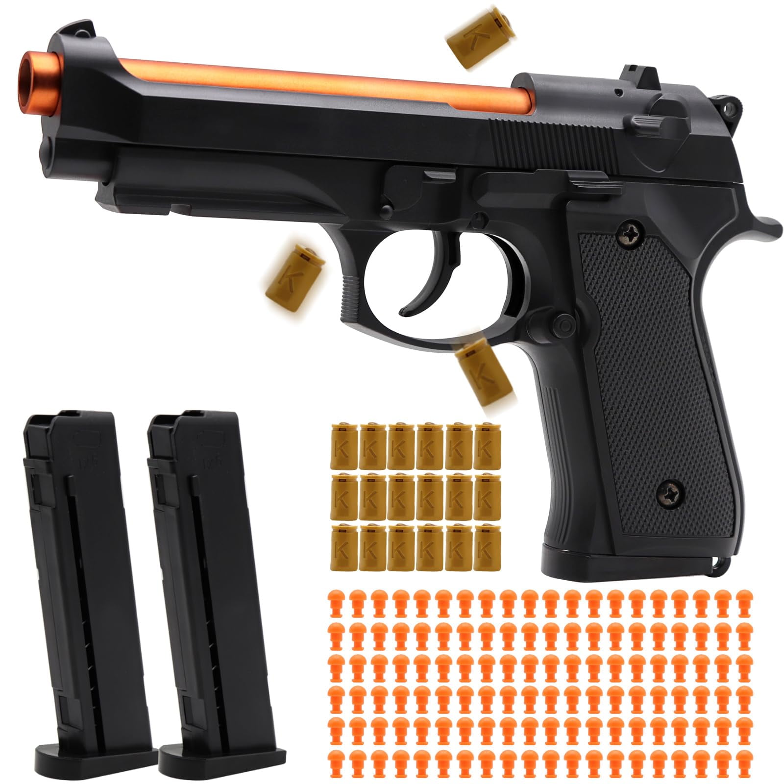 Pistola De Juguete Con Forma De Bala Blanda Con Eyección De Proyectiles, Bugrtey, Con 2 Cargadores