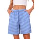 thumbnail image 1 of INSPIRE CHIC Pantalones Cortos de Salón de Mujer Modal Suaves de Viscosa con Bolsillos y Cintura Elástica Pantalones de Pijama Transpirables M Rayas Azules, 1 of 6