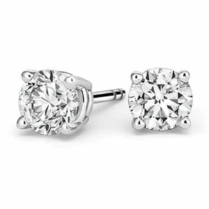 Paris Jewelry - Aros Moissanite Solitaire Redondos 1 Quilate 4 Prong Oro Blanco 14K