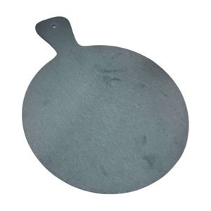 Oem - Tabla Cocktail Aperitivo Piedra Pizarra Mango Redonda Grande