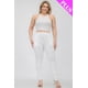 thumbnail image 2 of Saronite Conjunto de Top Corto Elástico de Tirantes Lisos y Pantalón Fruncido Largo, Blanco (Talla Grande para Mujer), 2 of 5