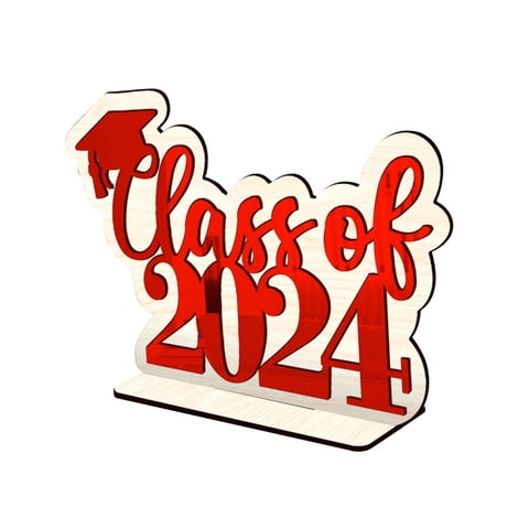 Magideal - Decoración De Mesa De Escuela Secundaria Superior, Decoración De Graduación 2024, Decoración Del Hogar, Centro De Mesa, Letrero De Madera Para Fiesta Rojo