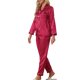 thumbnail image 4 of INSPIRE CHIC Conjunto de Pijama de Satén para Mujer Conjunto de Descanso de Manga Larga con Ribete en Contraste y Pantalones de Cintura Elástica M Rojo, 4 of 6