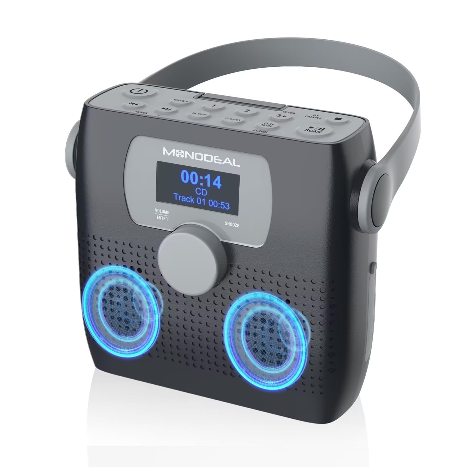 Reproductor De Cd Monodeal Boombox Portátil Bluetooth Con Altavoz De 6 W
