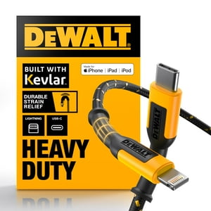 Cable Usb C A Lightning Dewalt Reforzado, Trenzado, 1,2 M