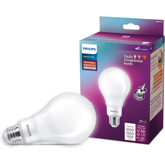 Bombilla LED Philips A21 BrightDial 3 Niveles de Brillo 2700K