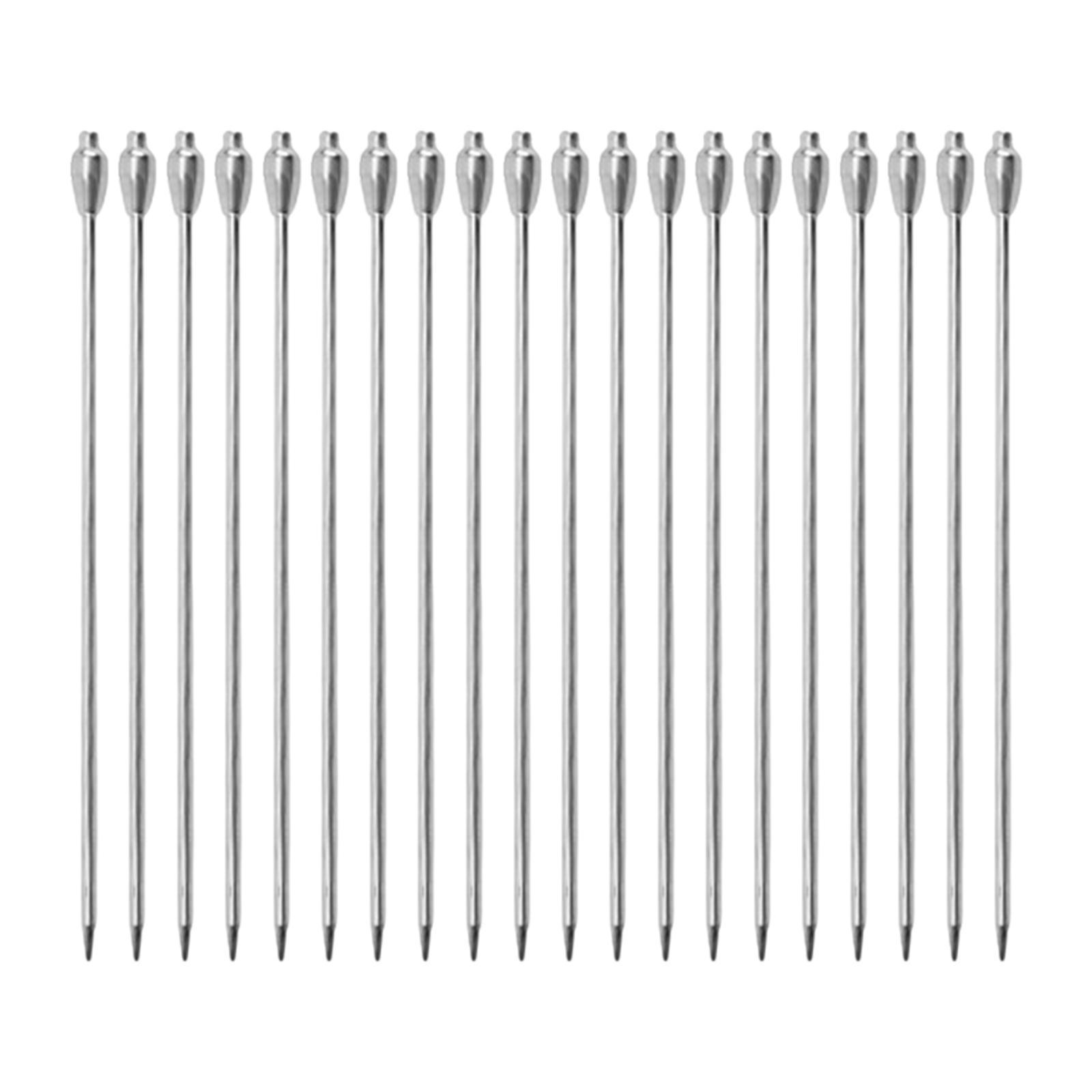 Magideal - 20 Palillos De Acero Inoxidable Para Fruta, Palillos De Comida, Palillos Metálicos Para Martini, Tenedores De Fruta, Suministros Para Fiestas, Brochet D