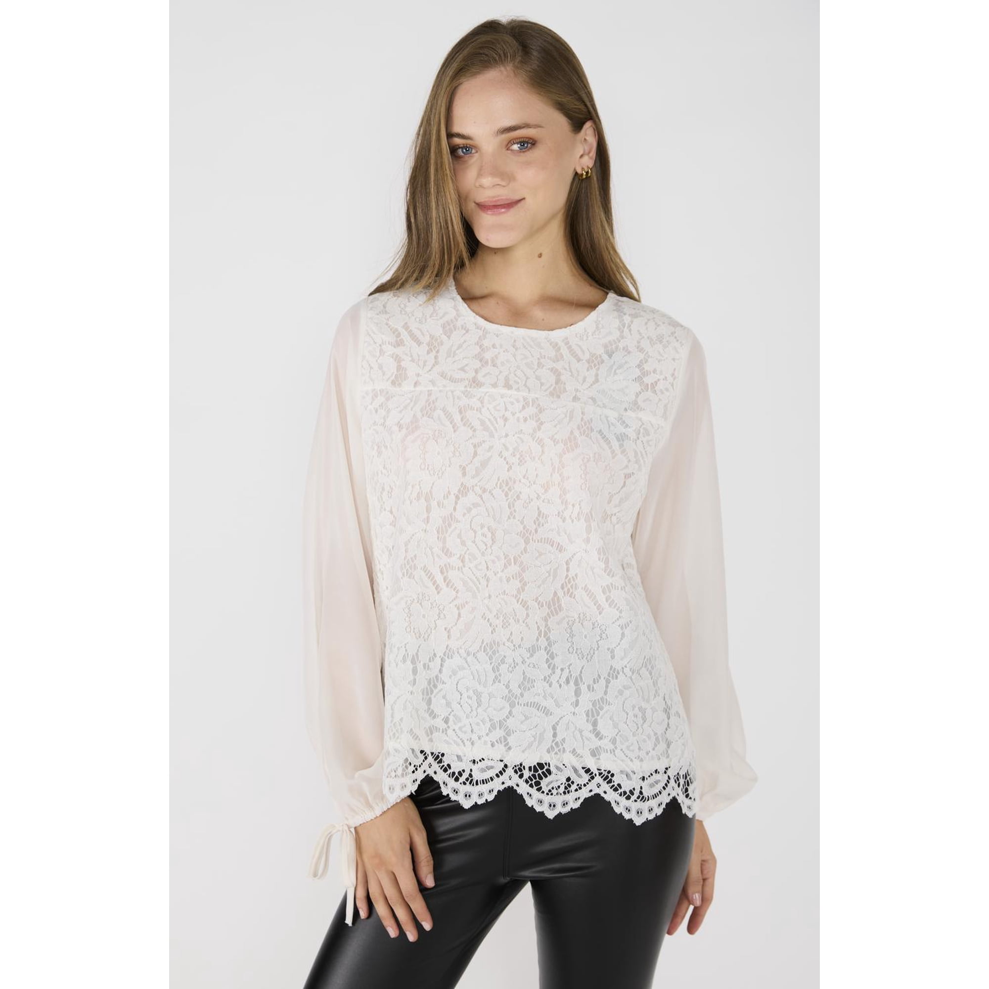 Eclipse - Blusa Romántica Guadalupe Crudo Crema Xl