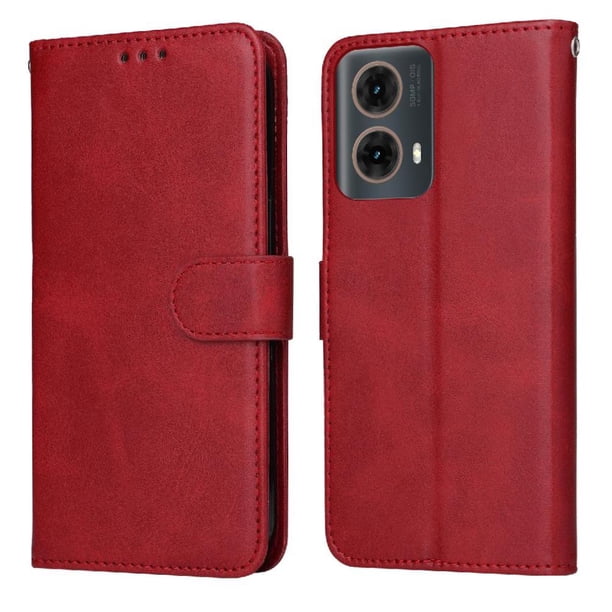 Funda Billetera para Motorola Moto G85 5G con Porta Tarjetas y Soporte Ajustable Rojo