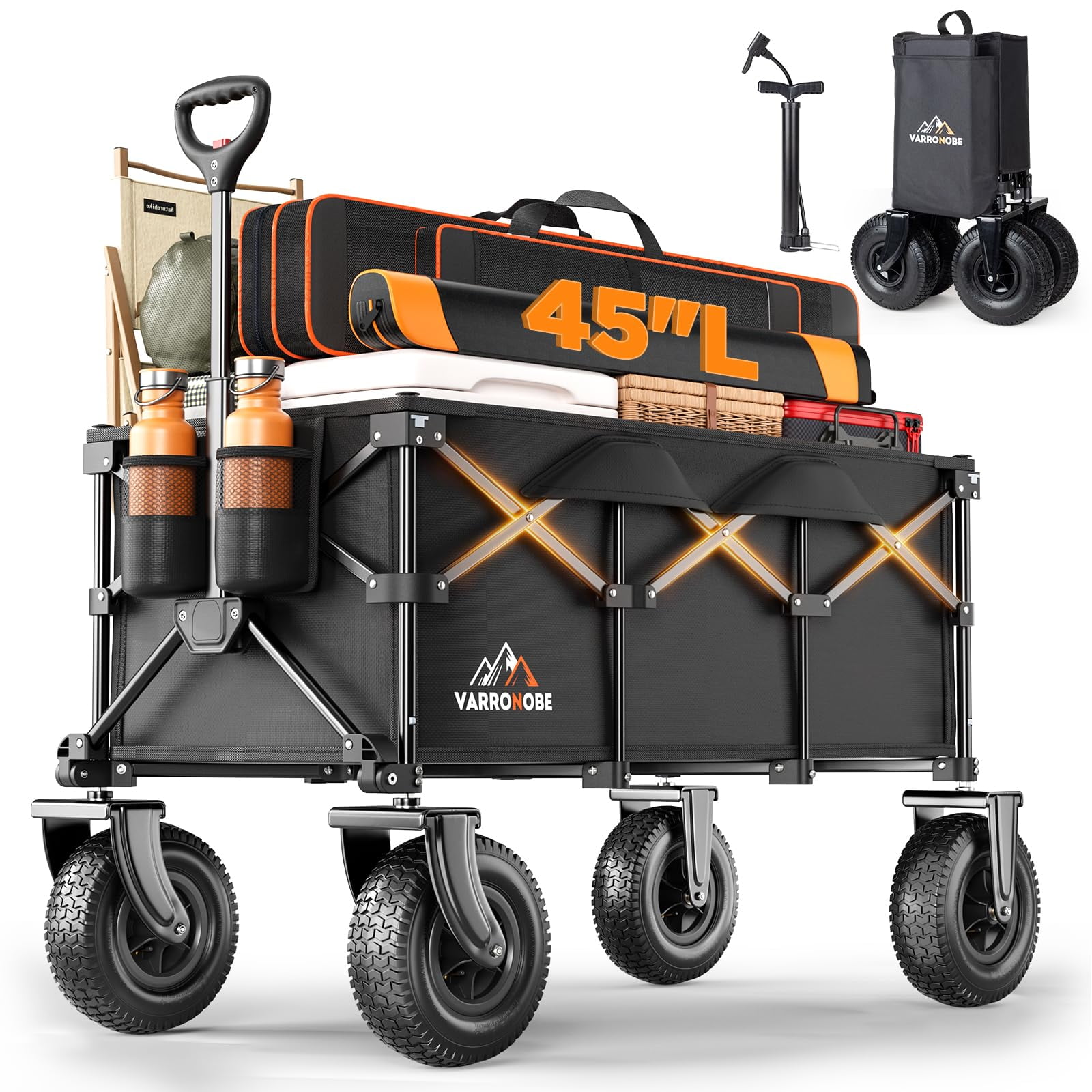 Beach Wagon Varronobe 220 L Con Ruedas De Goma De 25 X 9 Cm, 181 Kg